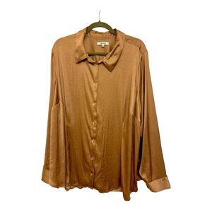 Madewell Satin Button-Down Shirt in Caramel